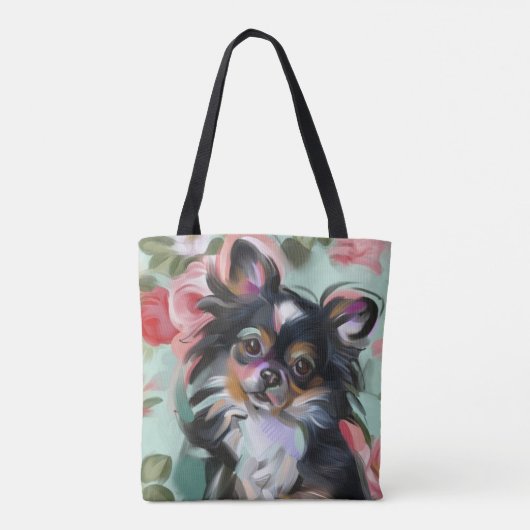 Canvas tas met Chihuahua art | bloem (Achterkant)