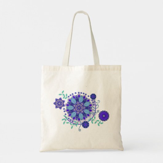 Canvas tas met creatieve bloemen (Achterkant)