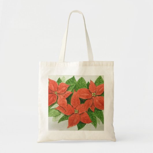 Canvas tas met een poinsettia-bloemontwerp (Voorkant)