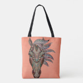 Canvas tas met gecompliceerd paardengezicht (Achterkant)