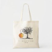 Canvas tas met handgetekende reuzenperzikbomen (Voorkant)