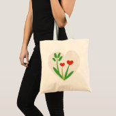 Canvas tas met hart bloemen (Voorkant (product))