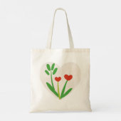 Canvas tas met hart bloemen (Achterkant)
