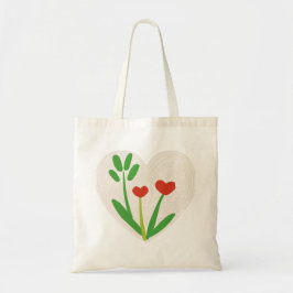 Canvas tas met hart bloemen