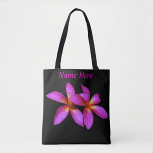 canvas tas met Hawaiian Flowers en naam hier