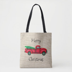  Canvas tas met kerstbomen rond de Rode Vrachtwage