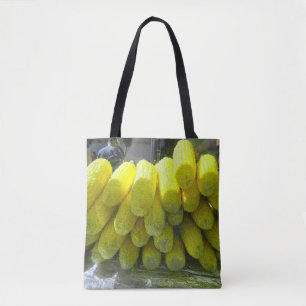 canvas tas met maïs op de krab