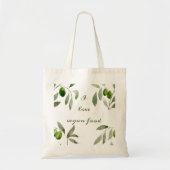Canvas tas met olijven en ik hou van vegan-voedsel (Voorkant)