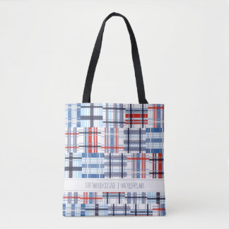 Canvas tas met rode, witte en blauwe Madras met te