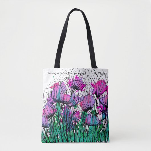 Canvas tas met roze bloemen (Voorkant)