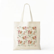 Canvas tas met Vogels & Bloemen in Beige