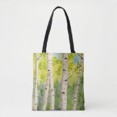 Canvas tas met waterverf aspenbomen (Voorkant)