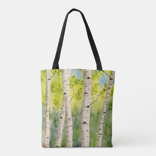 Canvas tas met waterverf aspenbomen (Achterkant)