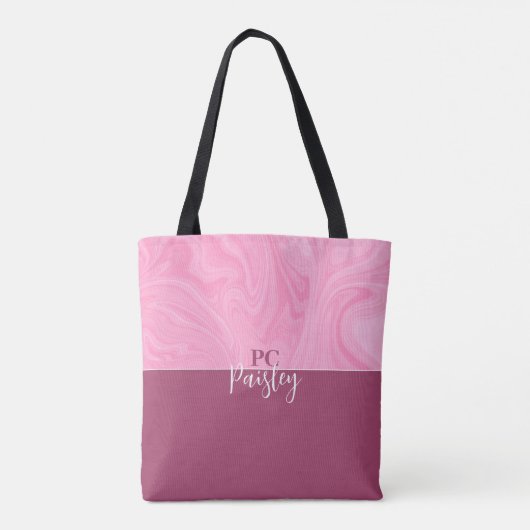 Canvas tas - Monogram Roze Marmer Twee Toon (Achterkant)