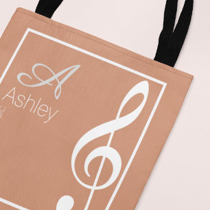 Canvas tas Muziek in Roos, stijlvol monogrammen