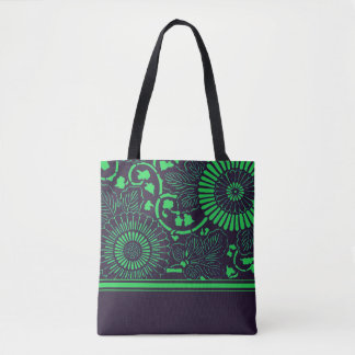 Canvas tas Navy & Limoen Flower Medallion (v1)