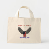 canvas tas op wit, waar de Grootte telt!, (Voorkant)