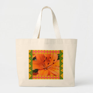 canvas tas : Oranje Lily met artistieke grens