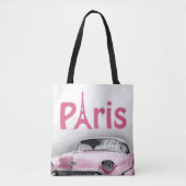 Canvas tas Paris Frankrijk Roze auto (Voorkant)