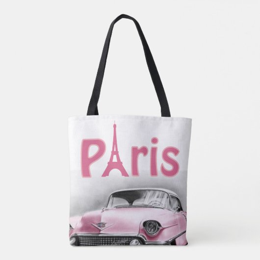 Canvas tas Paris Frankrijk Roze auto (Achterkant)