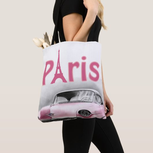 Canvas tas Paris Frankrijk Roze auto (Dichtbij)