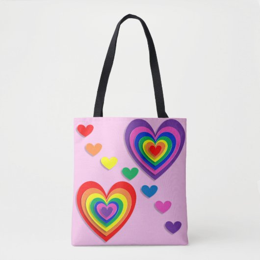 Canvas tas regenboogharten (Voorkant)