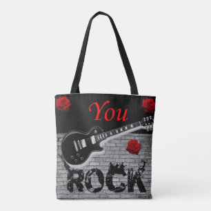 canvas tas, rockmuziek tote bag