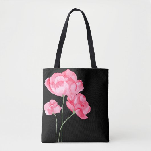 Canvas tas-roze papaver draagtas (Voorkant)