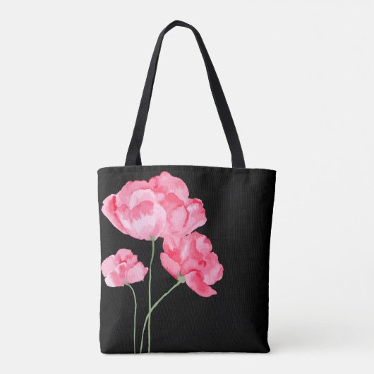 Canvas tas-roze papaver draagtas (Achterkant)