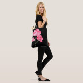 Canvas tas-roze papaver draagtas (Op model)