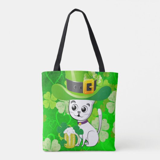 Canvas tas Saint Patrick's Day Cat Beer (Achterkant)