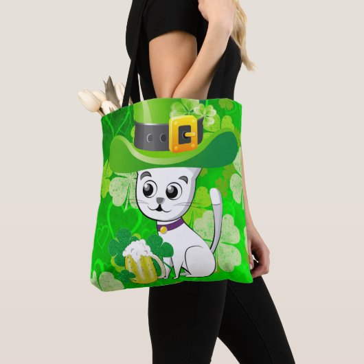Canvas tas Saint Patrick's Day Cat Beer (Dichtbij)
