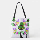 Canvas tas Saint Patrick's Day Cat Floral (Achterkant)