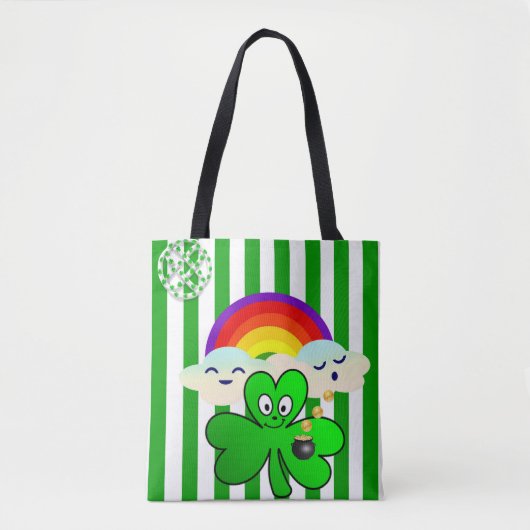 Canvas tas Saint Patrick's Day Rainbow Clover (Voorkant)