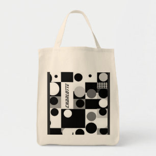 Canvas tas Sierkussen Bauhaus 60s Zwart wit abs