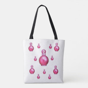 canvas tas spa roze parfumeflesjes