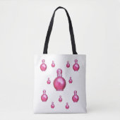 canvas tas spa roze parfumeflesjes (Voorkant)