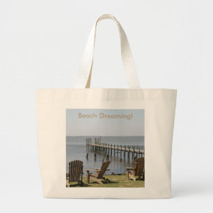 Canvas Tas, strand Scene - fotografie Grote Tote Bag