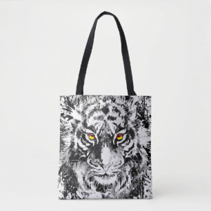 Canvas tas tijgerhaai tijgertekening Zwart-Wit
