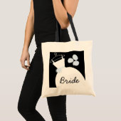 Canvas tas van de bruiloft Gown Blue 'Bride' zwart (Voorkant (product))