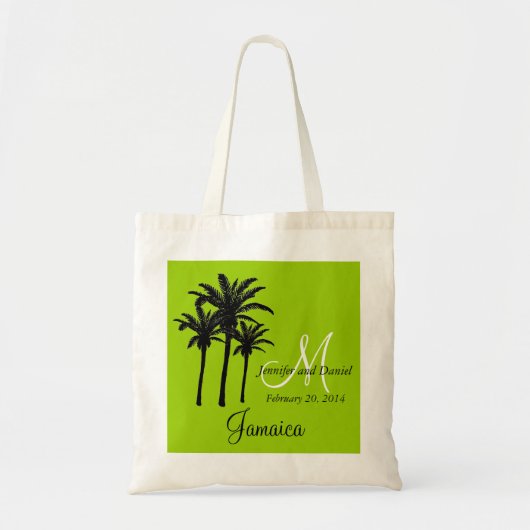 Canvas tas van de Groene Beach Wedding met Palm Tr (Voorkant)