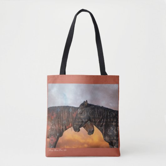 Canvas tas van gebrande ponies (Voorkant)