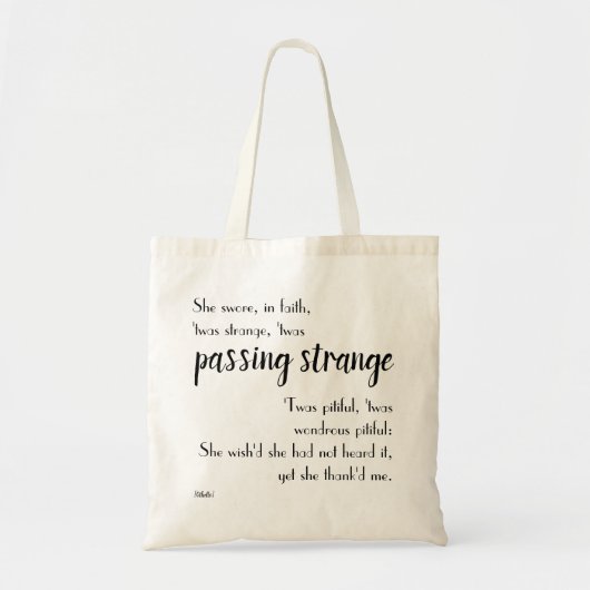 Canvas tas van het citaat van Othello "Passing Str (Voorkant)