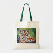 Canvas tas van leder/tijger (Voorkant)