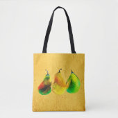 Canvas tas van peren waterverf, groene vruchten (Voorkant)