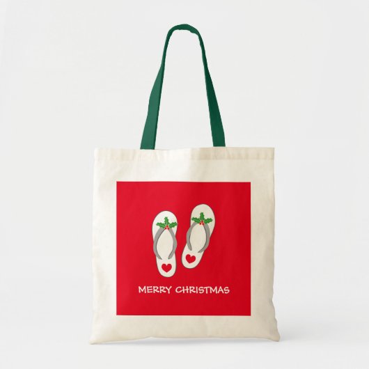 Canvas tas van Tropical Merry Kerststrand teenslip (Voorkant)