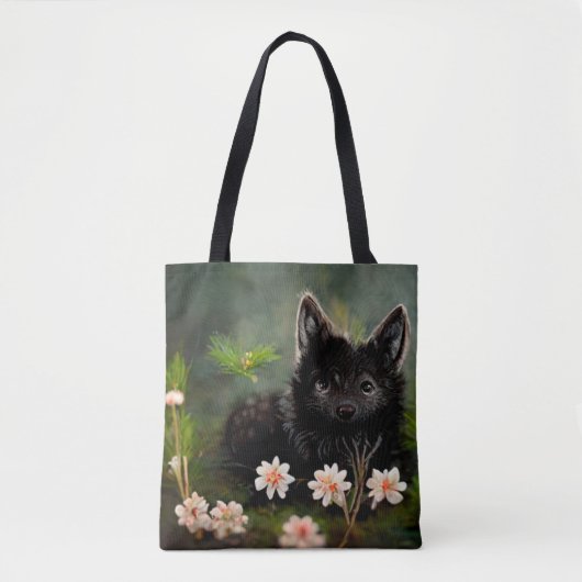 Canvas tas van wilde dieren met klauterbloem (Voorkant)
