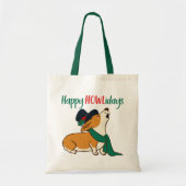 Canvas tas voor kerstmis Corgi Singing (Voorkant)