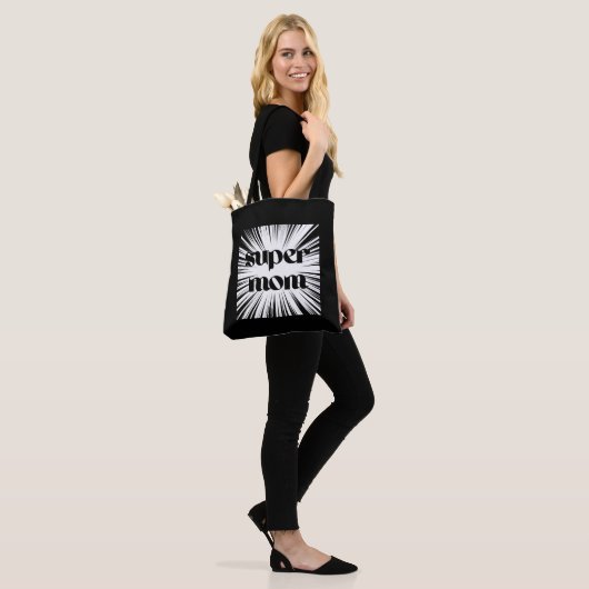 Canvas tas voor Super Moms, zwart en wit (Op model)