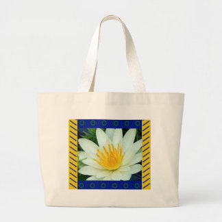 canvas tas : White Water Lily met artistieke grens